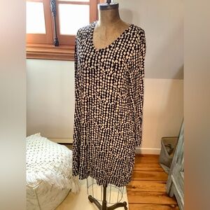 Long Sleeve black and beige Dress, Tunic